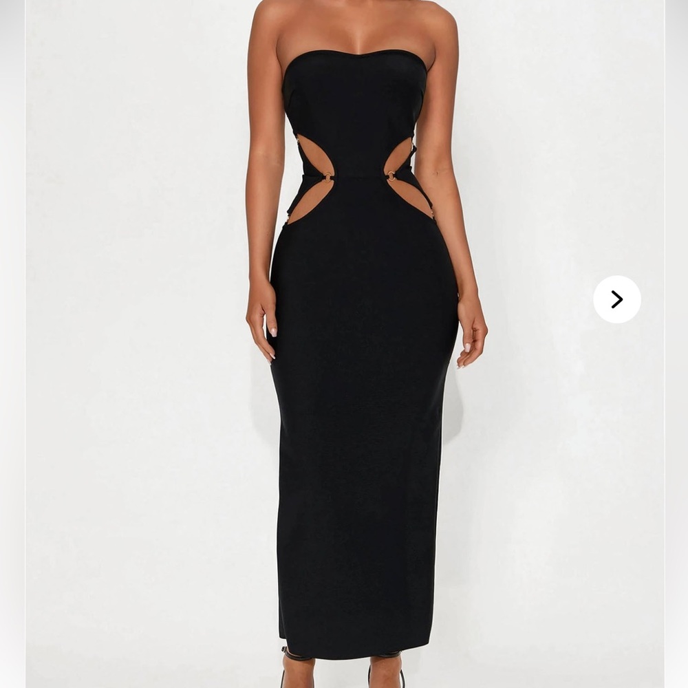 Fashion Nova Black Strapless Cut-Out Dress
